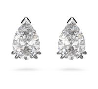 Stilla stud earrings, Pear cut, White, Rhodium plated