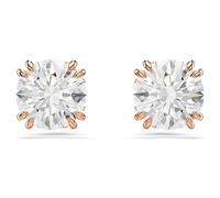 Stilla stud earrings, Round cut, White, 18K rose gold finish
