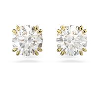 Stilla stud earrings, Round cut, White, Gold-tone plated