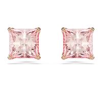 Stilla stud earrings, Square cut, Pink, 18K rose gold finish