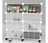 STILLCOVE C&C Guinea Pig Cages Indoor on Wheels, 3 Tier Ferret Cage Small Animal Hideout House with Drawer & Removable Tray, Pet Playpen Fence for 1-3 Hamster Rat Chinchilla Hedgehog