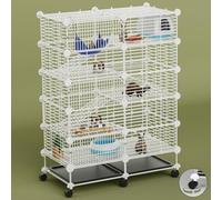 STILLCOVE Large Guinea Pig Cages Indoor: 5-Tier C&C Rabbit Cage Small Animal Cage on Wheel with Removable Tray for Bunny Hamster Ferret Rat Chinchilla Hedgehog