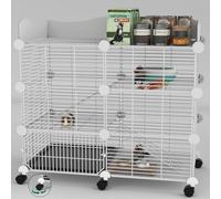 STILLCOVE Large Guinea Pig Cages Indoor on Wheels, 3 Tier C&C Ferret Cage Small Animal Hideout House with Top & Removable Tray, Pet Playpen Fence for 1-3 Hamster, Rat, Chinchilla, Hedgehog
