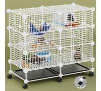 STILLCOVE Small Guinea Pig Cages Indoor: 3-Tier C&C Rabbit Cage Small Animal Cage on Wheel with Removable Tray for Bunny Hamster Ferret Rat Chinchilla Hedgehog