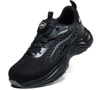 Stillithou Lightweight Safety Trainers Men Women, Breathable Steel Toe Cap Trainers Anti-Smashing & Puncture Proof, Non-Slip Comfortable Safety Shoes for Industrial Work, Black