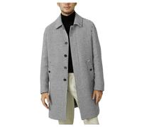 Stillluxury Elegant Two-Tone Houndstooth Pattern Men's Overcoat with Hidden Buttons Turndown Collar Business Coat Black White Size 2XL