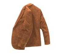 Stillluxury Men's Corduroy Vintage Blazer Jacket Two Button Notch Lapel Stripes Sports Coat for Daily Work Wear Dusty Orange Size XXS