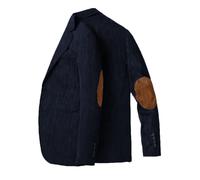 Stillluxury Mens Regular Fit Single Breasted Blazer Corduroy Elbow Patch Sports Coat Jacket for Halloween Christmas Dark Navy Size XL