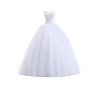 Stillluxury Sweetheart Beaded Tulle Ball Gown Wedding Dresses for Bride Engagement Ceremony White Size 14