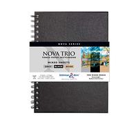 Stillman & Birn Nova Series Trio Wirebound Sketchbook, 7" x 10", 150 GSM (Heavyweight), Beige, Grey & Black Paper, Medium Grain Surface