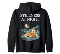 Stillness At Night Sleeping Fox Cozy Moon Calm Cottagecore Zip Hoodie