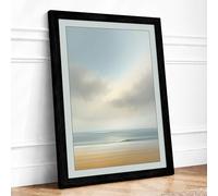 Stillness at Shore Coastal Framed Wall Art Print A2 (59.4×42cm) Black, Wall Decor for Living Room, Bedroom, Office & Home, Ready to Hang, Art Gift