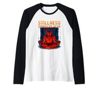 Stillness Conquers Fear Meditating Krampus Meditation Raglan Baseball Tee