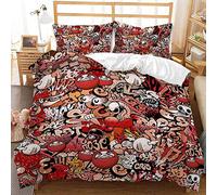 Stillshine. Duvet Cover Set Graffiti Bedding Set Single for Boys Teenager Hip Hop Funky Graffiti Printed 3 Pieces Soft Breathable Comforter Cover Quilt Cover with 2 Pillowcases (Colour2,Double)