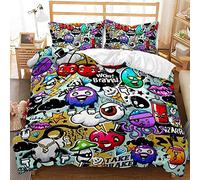 Stillshine. Duvet Cover Set Graffiti Bedding Set Single for Boys Teenager Hip Hop Funky Graffiti Printed 3 Pieces Soft Breathable Comforter Cover Quilt Cover with 2 Pillowcases (Colour4,Double)