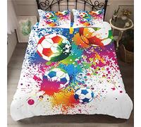 Stillshine Football Sports Bedding Set, Duvet Cover and Pillow Case Microfiber Yin Yang Water Fire Multi-Colored Graffiti Duvet Cover With Zipper (Football 12,Single 135x200 cm)