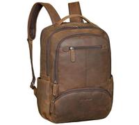 STILORD "Aljoscha" Large Leather Backpack Men Business Laptop Backpack Genuine Leather 15.6-17.3 Inch Work Backpack with Tablet Compartment 18L Trolley Sleeve Colour:Colorado - Brown