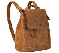 STILORD "Allegra" Elegant Genuine Leather Backpack Small City Daypack Women Vintage Leather Rucksack Ladies Retro Suede Shoulder Bag Colour:tan - Dark Brown