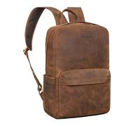 STILORD "Alois" Classic Laptop Backpack 15 inch Genuine Leather Backpack Men Business Backpack Ladies Large Backpack with Many Compartments and Trolley Attachment System Colour:Avani - Brown