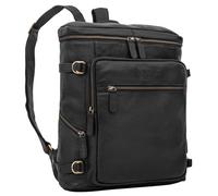 STILORD "Alvar" Business Backpack Men Leather with Laptop Compartment up to 15.6" Work Backpack Notebook Backpack Genuine Leather Colour:Black