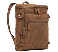STILORD "Alvar" Business Backpack Men Leather with Laptop Compartment up to 15.6" Work Backpack Notebook Backpack Genuine Leather Colour:tan - Dark Brown