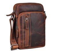 STILORD 'Amadeo' Genuine Leather Messenger Bag Small Mens Shoulder Bag 8.3 Inch Tablet Cross Body Bag Men Vintage Reporter Bag Masculine Handbag Real Leather, Colour:ambra - cognac