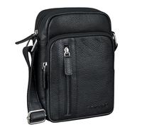 STILORD 'Amadeo' Genuine Leather Messenger Bag Small Mens Shoulder Bag 8.3 Inch Tablet Cross Body Bag Men Vintage Reporter Bag Masculine Handbag Real Leather, Colour:black