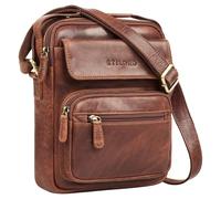 STILORD "Amir Leather Shoulder Bag Mens Small Cross-Body Messenger Bag Genuine Leather with zipper Adjustable Strap Travel Business Casual Daily 8” Tablet Colour:kara - cognac