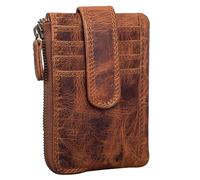 STILORD 'Archer' Vintage Leather Key Case Mini Card Wallet Small Wallet RFID Key Case Organiser Keyring with Gift Box, Colour:Kara - Cognac