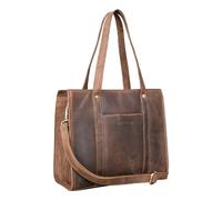 STILORD 'Ariana' Womens Leather Tote Bag Large Shoulder Bag Elegant Business Satchel for 13.3 Inch MacBook Large Handbag Ideal for Office Shopping, Colour:Middle Brown