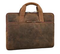 STILORD 'Beau' Vintage Leather Laptop Bag 15.6 Inch Business Handbag for Men and Women Genuine Leather Laptop Case MacBook Pro Sleeve 15.6 Inch, Colour:calais - brown