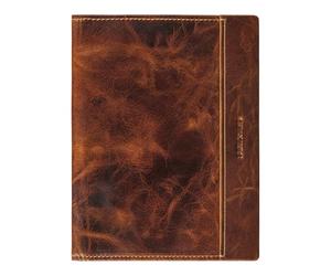 STILORD 'Bernhard' A5 Leather Document Case - Business Folder, Office Organiser, Conference Folder - Genuine Leather Cover, Colour:Cannes - Brown