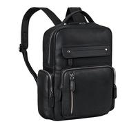 STILORD 'Blaze' Vintage Leather Backpack Men Women Large 11 Inch Tablet Genuine Leather Lots of Pockets for Uni School as Carry On Hand Luggage, Colour:black