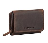 STILORD 'Bloom' Vintage Small Ladies Purse Leather with Coin Purse RFID Protection Mini Clutch Card Holder Wallet Genuine Leather Wallet for Women with Zip - 9 Card Slots, Colour:Kreta - Brown