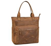 STILORD "Bonnie" Real Leather Tote Bag with Zip for Women - Large Shoulder Bag with Multiple Compartments for 15.6 Inch Laptop - Genuine Leather Colour:tan - Dark Brown