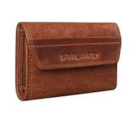 STILORD 'Bowie' Leather Key Case and Wallet, Small Key Organiser, Slim Wallet, Mini Case for EC Cards, with Key Rings, Colour:Kara - Cognac