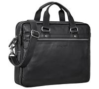 STILORD "Brayson" Briefcase Laptop Leather 16' MacBooks Vintage Work Bag Large Satchel Business Bag Shoulder Bag Attachable to Trolleys Colour:Black