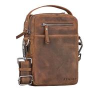 STILORD 'Byron' Elegant Cross Body Bag Leather Men - Ideal as Mens Messenger Bags with Handle 8,3 Inch Tablet - Stylish Crossover Shoulder Bag with Multiple Compartments, Colour:Oak - Brown