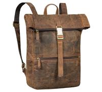 STILORD "Cairo Leather Rolltop Laptop Backpack 15.6-17 Inch Large ideal as Messenger Rucksack Daypack for Office Work Traveling University Cycling Genuine Leather Colour:colorado - brown