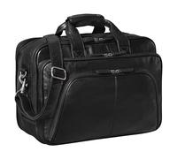STILORD 'Calisto' Extra Large Work Bag Leather Vintage Teacher's Briefcase Office Bag XL Business Bag for 2 File Folders 17 Inch Laptop Bag Genuine Leather, Colour:Black