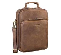 STILORD 'Can' Mens Shoulder Bag Large Leather Vintage Handbag Messenger Bag for MacBook 13,3 Inch A4 Cross Body Bag Satchel in Genuine Leather, Colour:middle brown
