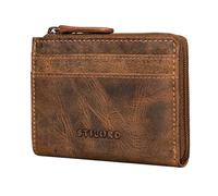 STILORD 'Cardino' Leather Card Holder Women Real Leather Wallet Men - Mini Card Purse Slim RFID Wallet - Buss Pass Holder - Bank Card Protector Small Card & Cash Holder, Colour:Bergamo - Brown