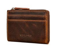 STILORD 'Cardino' Leather Card Holder Women Real Leather Wallet Men - Mini Card Purse Slim RFID Wallet - Buss Pass Holder - Bank Card Protector Small Card & Cash Holder, Colour:luino - Brown