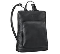 STILORD 'Celia' Stylish medium leather backpack women rucksack real leather vintage - city leather backpack retro ladies laptop rucksack 13-14 inch anti theft back-pack, Colour:black