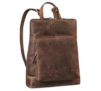 STILORD 'Celia' Stylish medium leather backpack women rucksack real leather vintage - city leather backpack retro ladies laptop rucksack 13-14 inch anti theft back-pack, Colour:veleta - brown