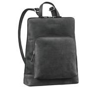STILORD 'Celia' Stylish medium leather backpack women rucksack real leather vintage - city leather backpack retro ladies laptop rucksack 13-14 inch anti theft back-pack, Colour:anthracite