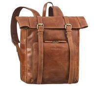 STILORD 'Celio' Vintage Roll Top Backpack for Men & Women - Genuine Leather Laptop Rucksack 15.6-16 Inches - Stylish Rolltop Rucksack with Trolley Sleeve for Work, Colour:andorra - brown