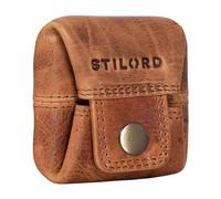 STILORD 'Claron' Mini Coin Pouch Leather Coin Purse Small Vintage Wallet Slim Purse for Change Men Men Women Genuine Cow Hide in Gift Box, Colour:Kara - Cognac