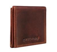 STILORD 'Cody' Coin Purse Leather with Banknote Compartment for Men Women Leather Change Wallet Small Money Pouch in Genuine Leather, Colour:Kara - Cognac
