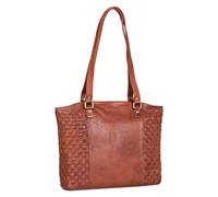 STILORD 'Cora' Ladies Handbag in Boho-Style Large Woven Handbag Leather Tote Bag Shopper Business Bag for Office School Uni, Colour:arona - brown